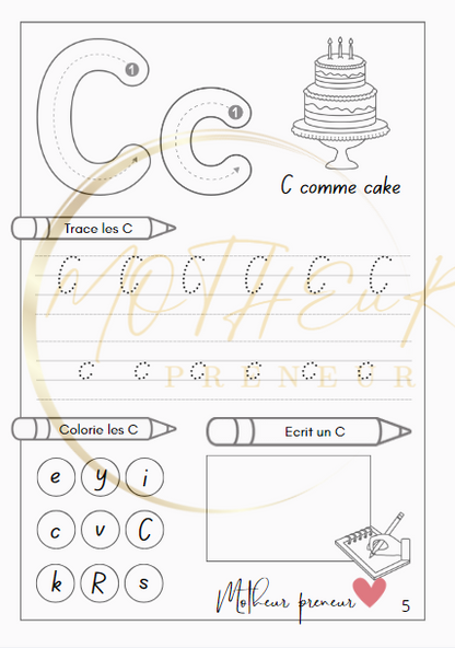 Livret apprendre à écrire les lettres de l'alphabet